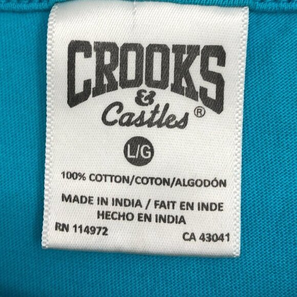 Crooks &  Castles Blue Logo Print Short Sleeve women’s Graphic T-Shirt size L - Picture 10 of 10